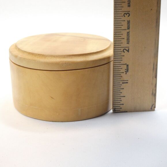 Alaska Birch Burl Wood Trinket Box Round w/Lid Vintage - Picture 11 of 12